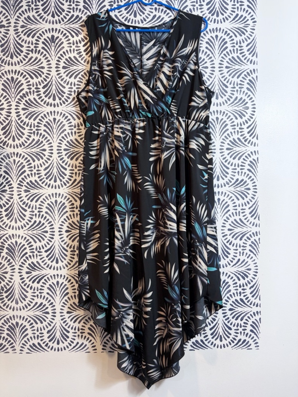 Shein Curve Tropical Jungle Print V Neck Summer Dress Cover Up